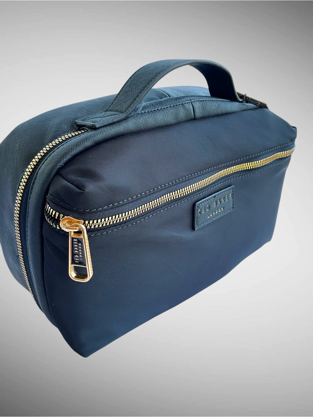 Ted Baker London Navy Nylon Cosmetic Train Case Travel Makeup Bag NWT